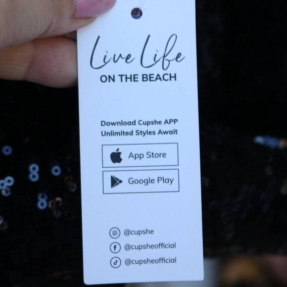 NEW Cupshe Black Starlight Sequin Collared Open Stretch Knit Jacket Sz MEDIUM - Picture 7 of 8